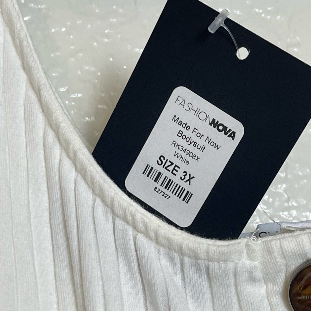 New Fashion Nova Button Down White Ribbed Bodysuit Size 3X - Picture 8 of 8